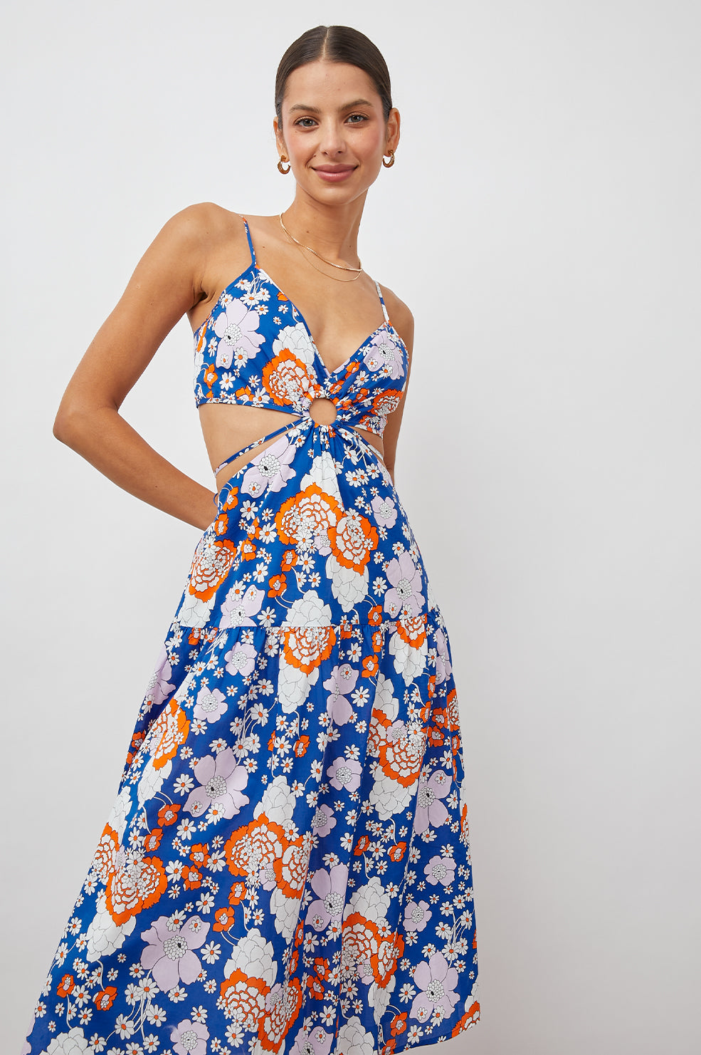 cobalt blue floral dress Cobalt and Off White Floral Print Mini Dress