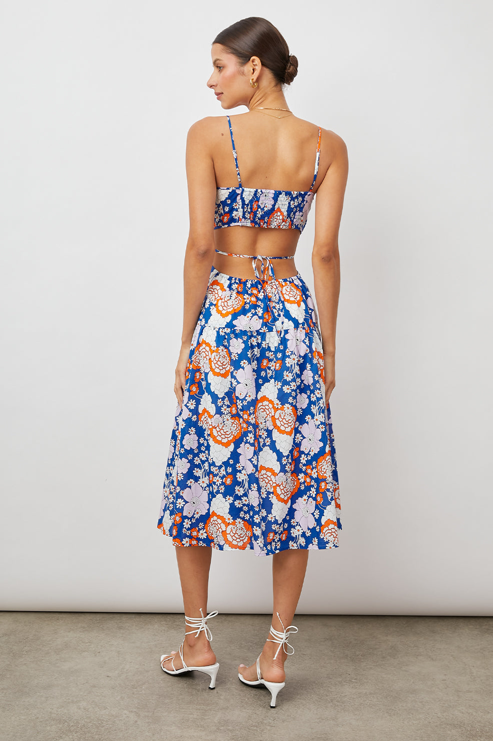 LOURDES COBALT FLORAL DRESS- FULL BACK BODY