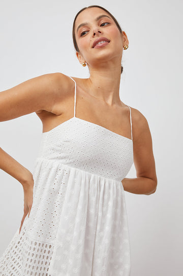 LUCILLE WHITE EYELET MIX DRESS-DETAIL