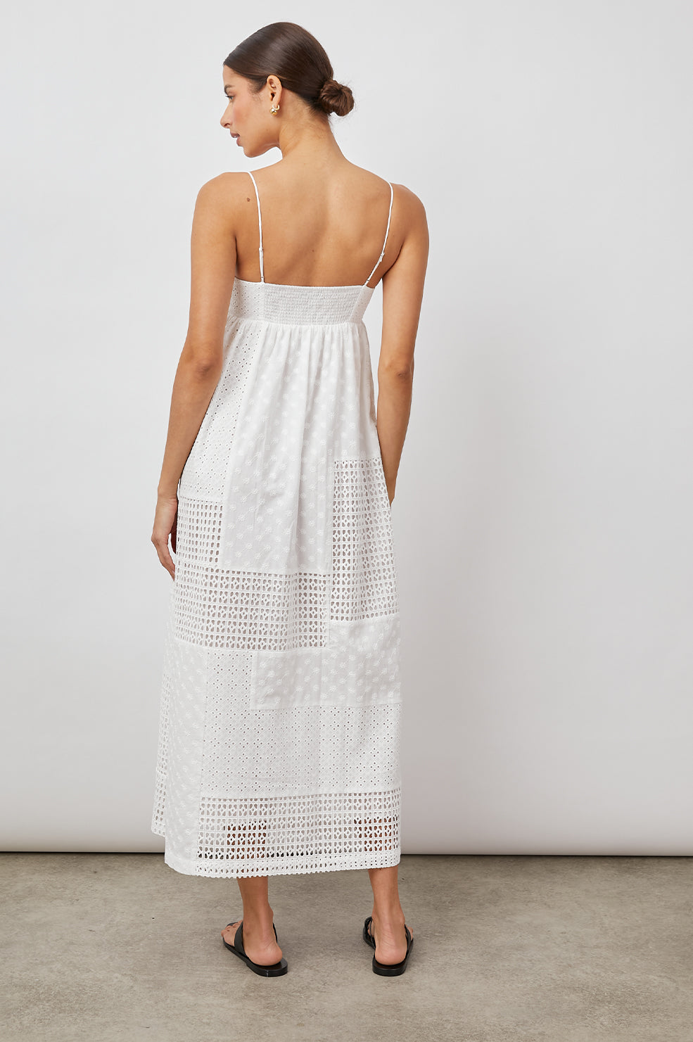 LUCILLE WHITE EYELET MIX DRESS-BACK