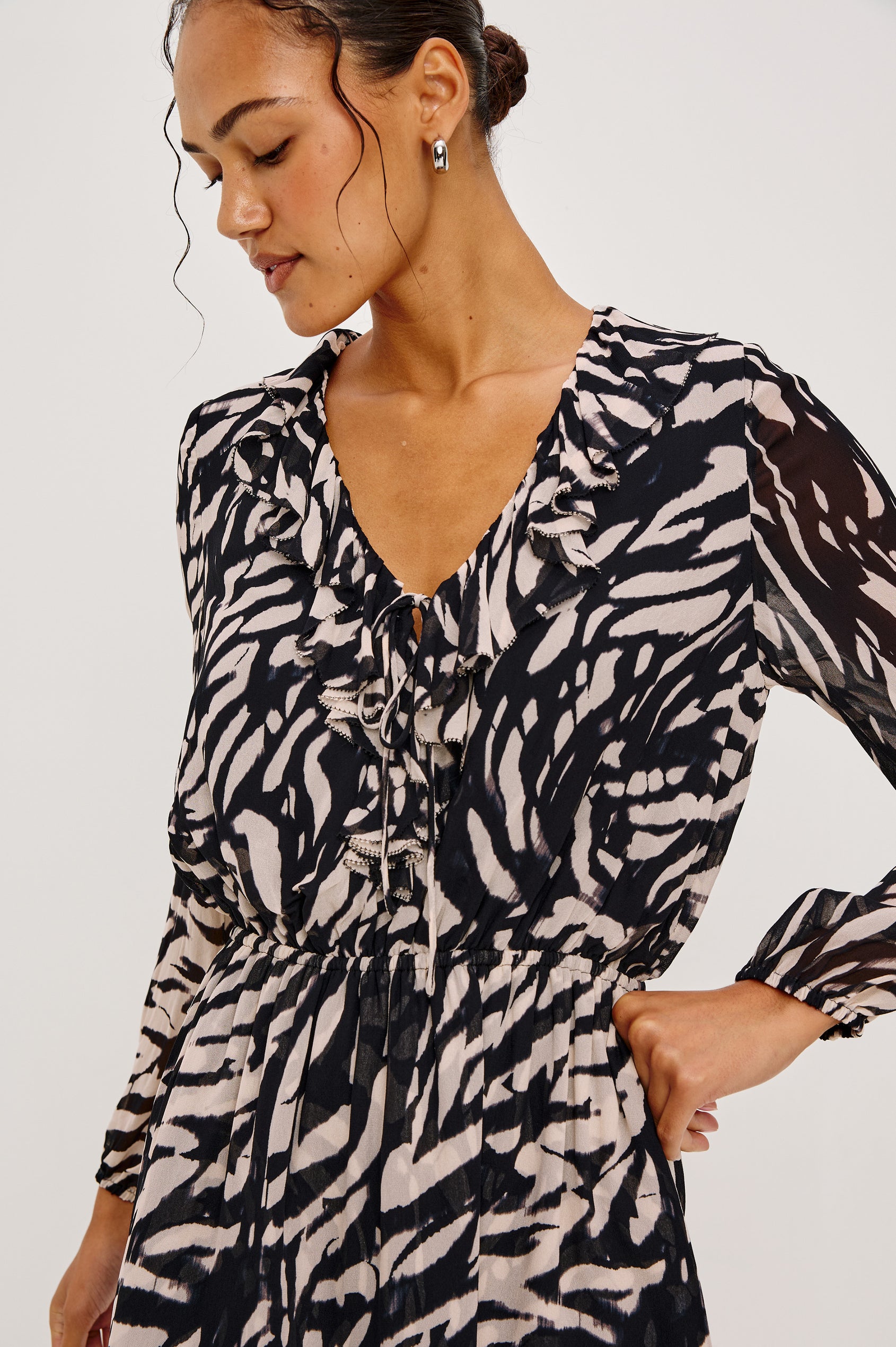 LUCRESIA DRESS - IVORY TIGER STRIPE