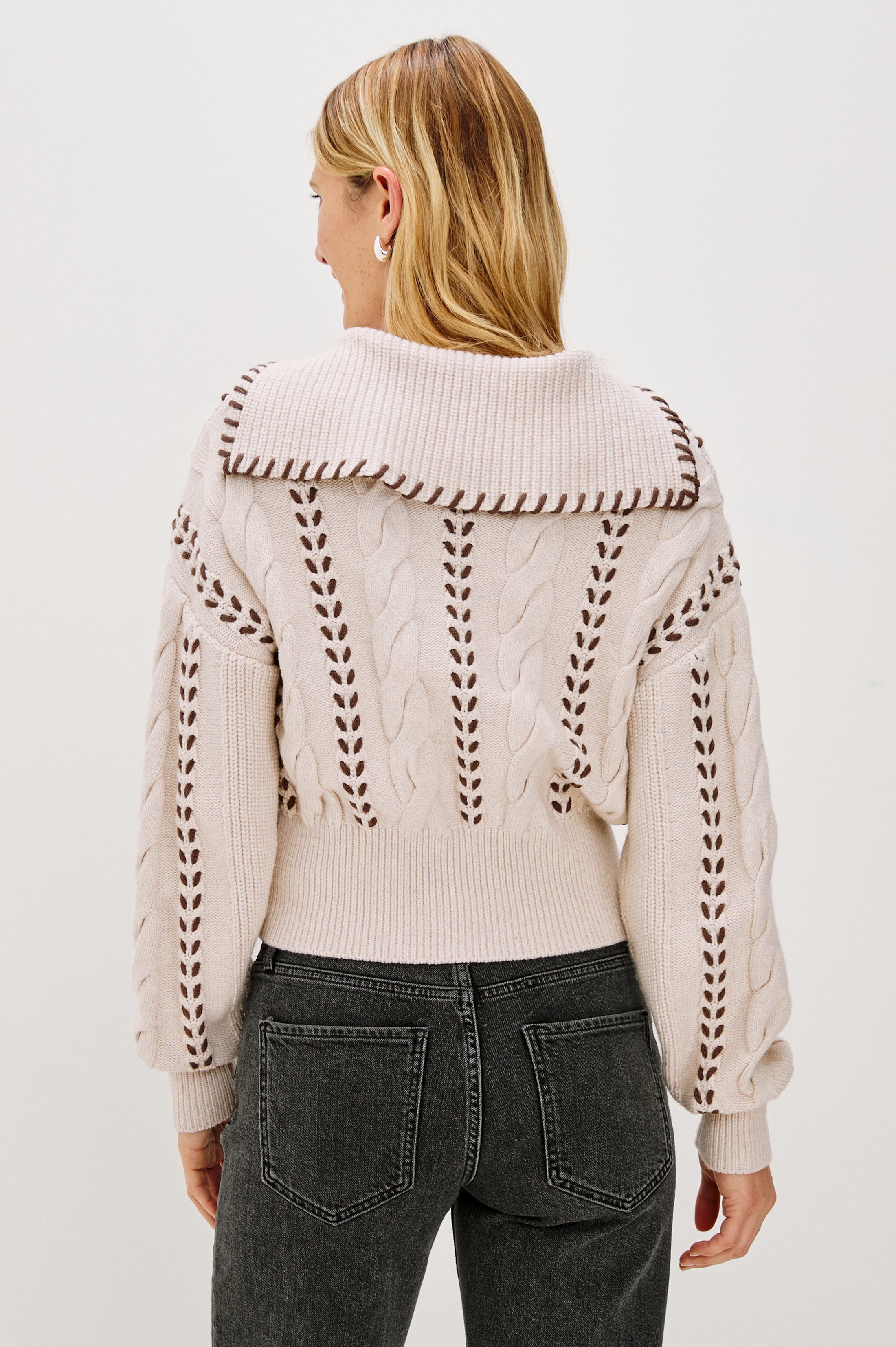 LUNE SWEATER - OATMEAL BROWN WHIP STITCH – Rails EU