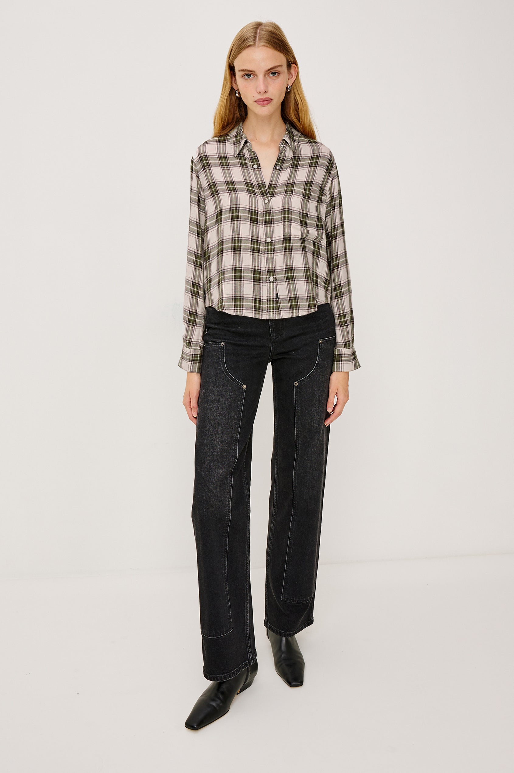 MALIN SHIRT - OLIVE BROWN CREAM