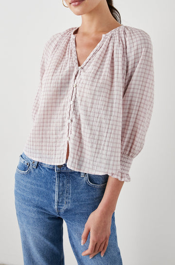 MARIAH TOP SOFT ROSE CHECK - FRONT