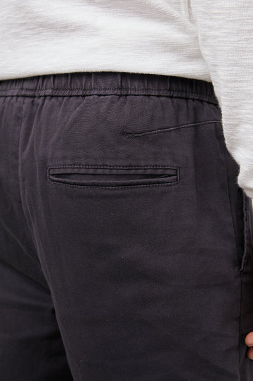 Mario elastic drawstring waist trouser in dark navy - back close up