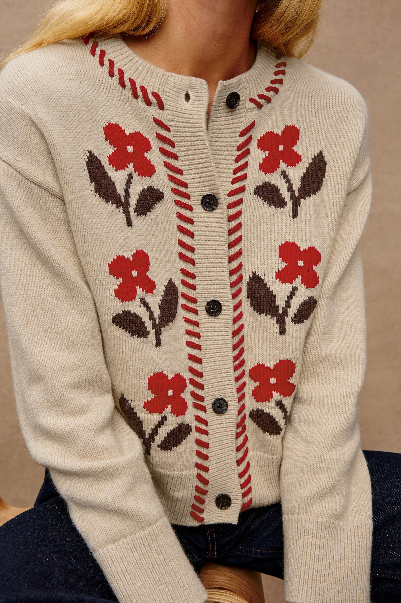 MAVIE CARDIGAN - CARMINE FLORAL