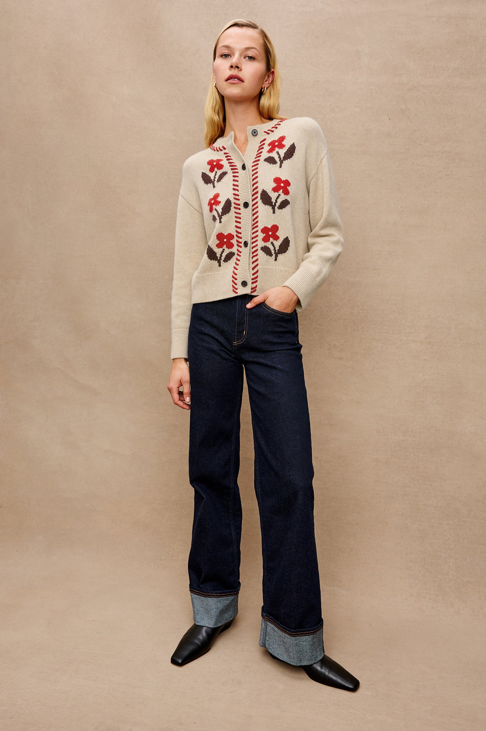 MAVIE CARDIGAN - CARMINE FLORAL