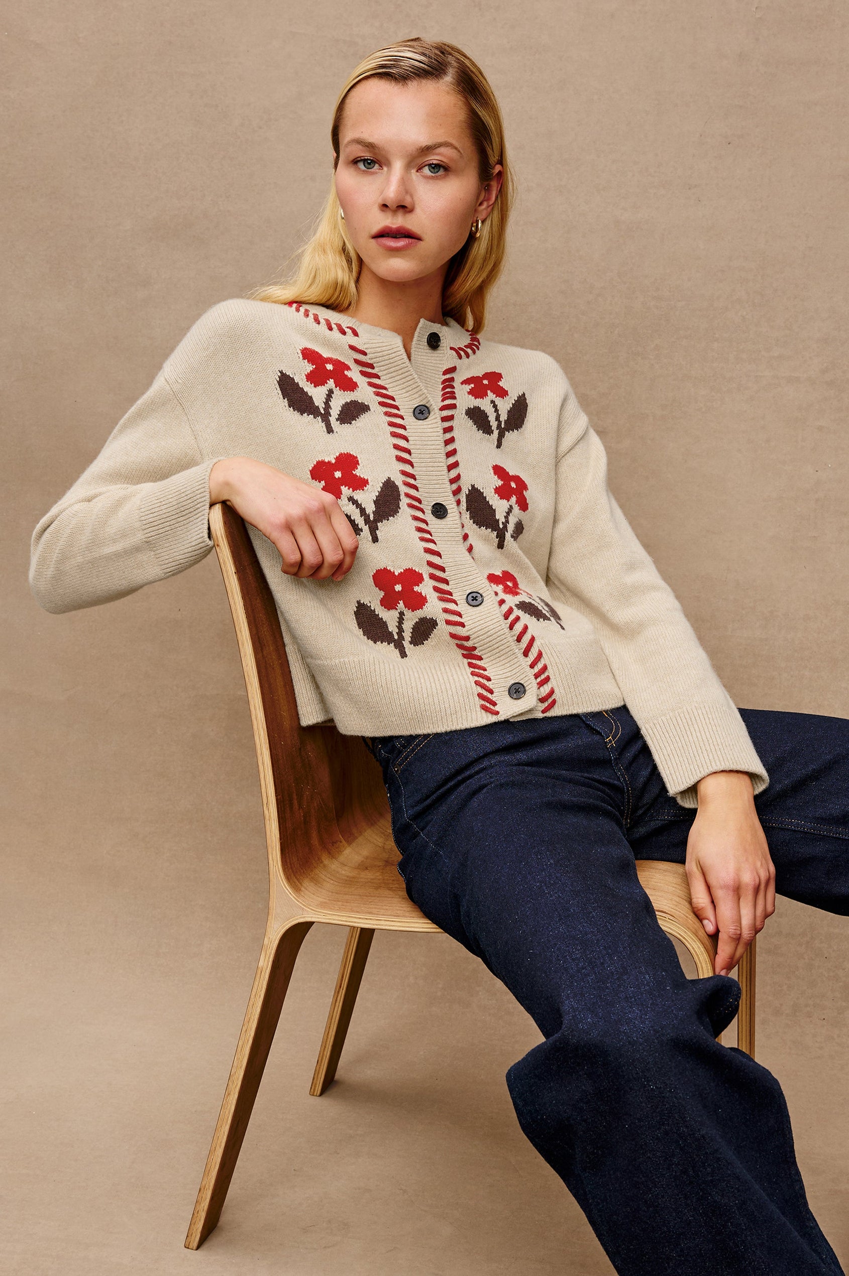 MAVIE CARDIGAN - CARMINE FLORAL