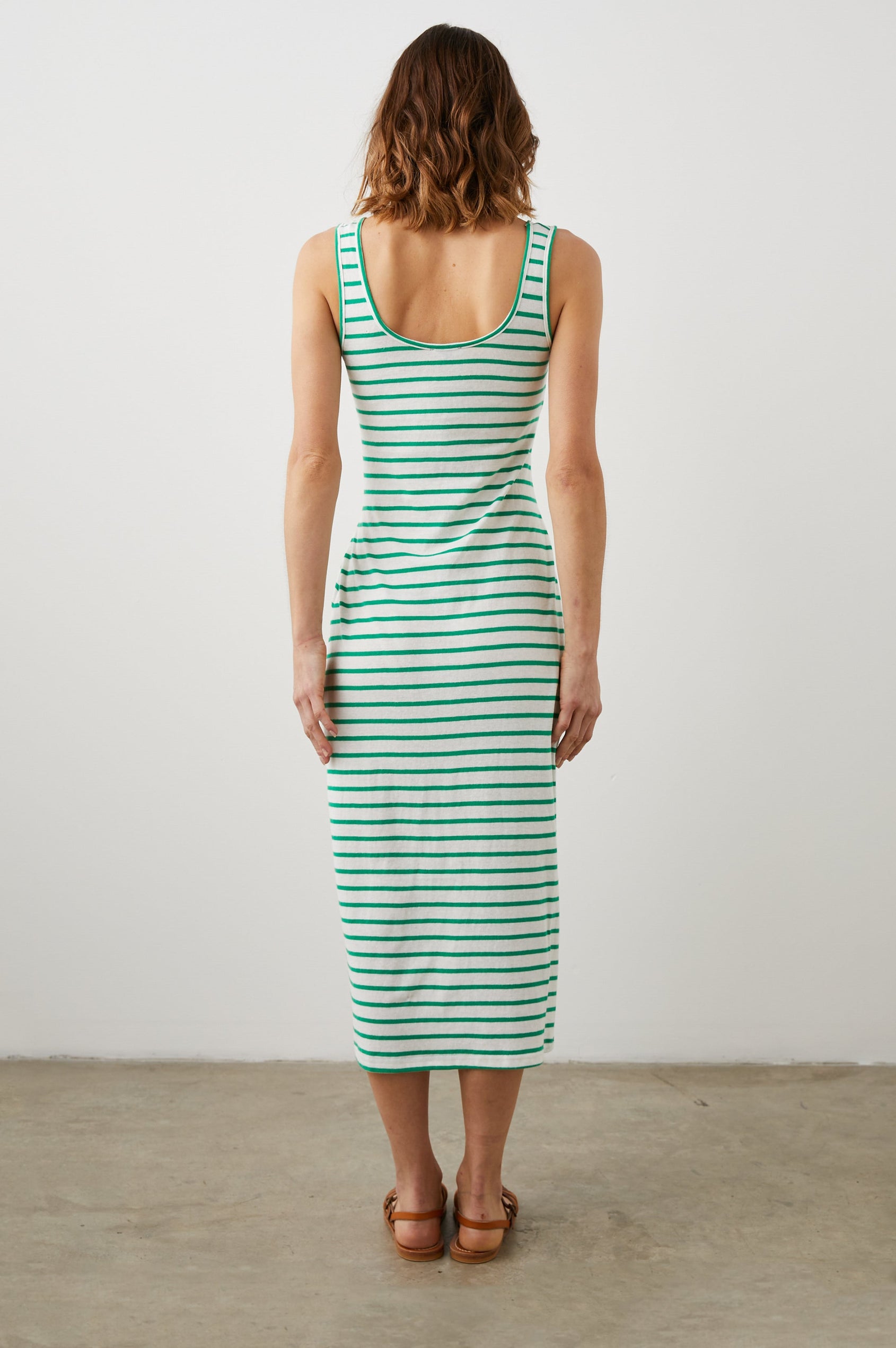 MEG DRESS SAILOR STRIPE GREEN - BACK