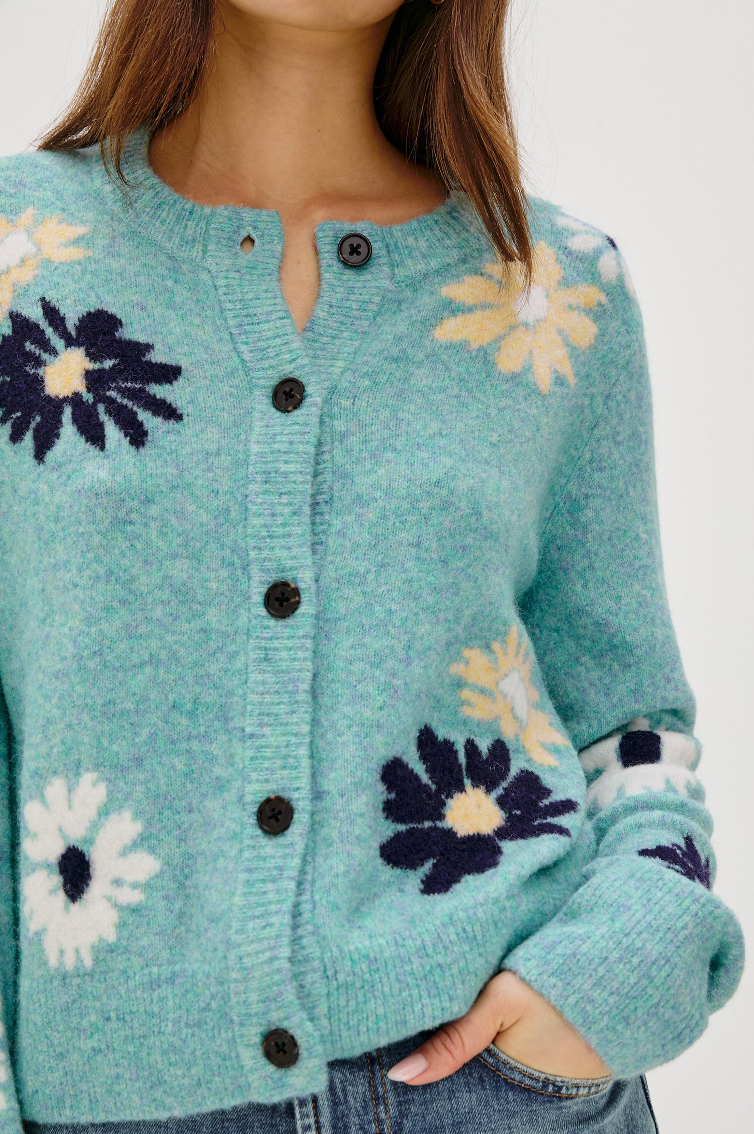 MILLIE CARDIGAN - HEATHER TEAL