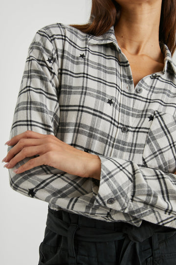 MILO SHIRT IVORY CHECK STARS - DETAIL