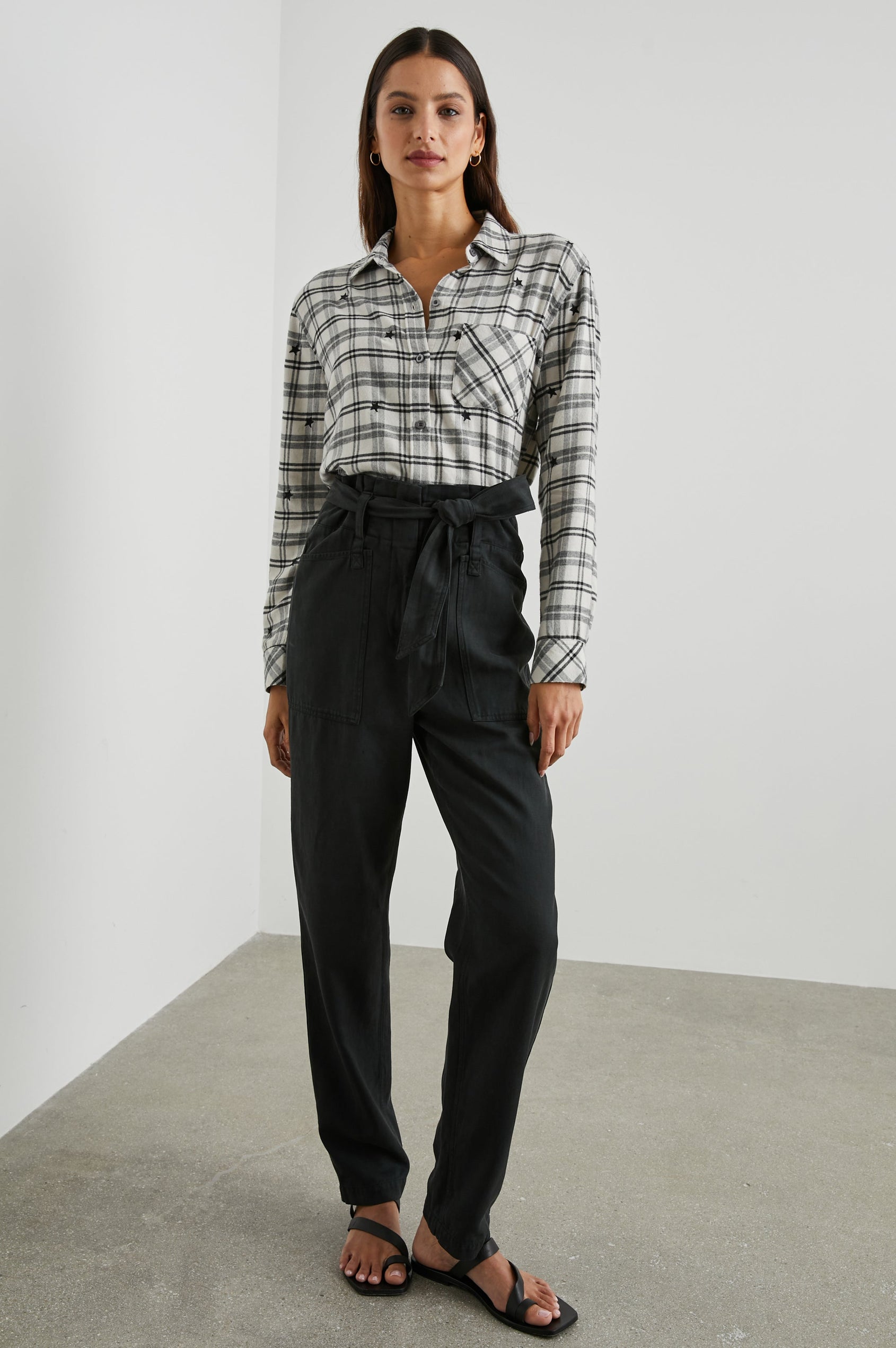 MILO SHIRT IVORY CHECK STARS - FULL FRONT BODY