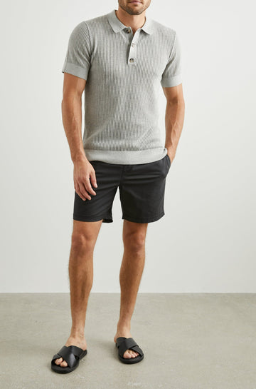 NATHAN POLO SHIRT GREY MELANGE - FRONT FULL