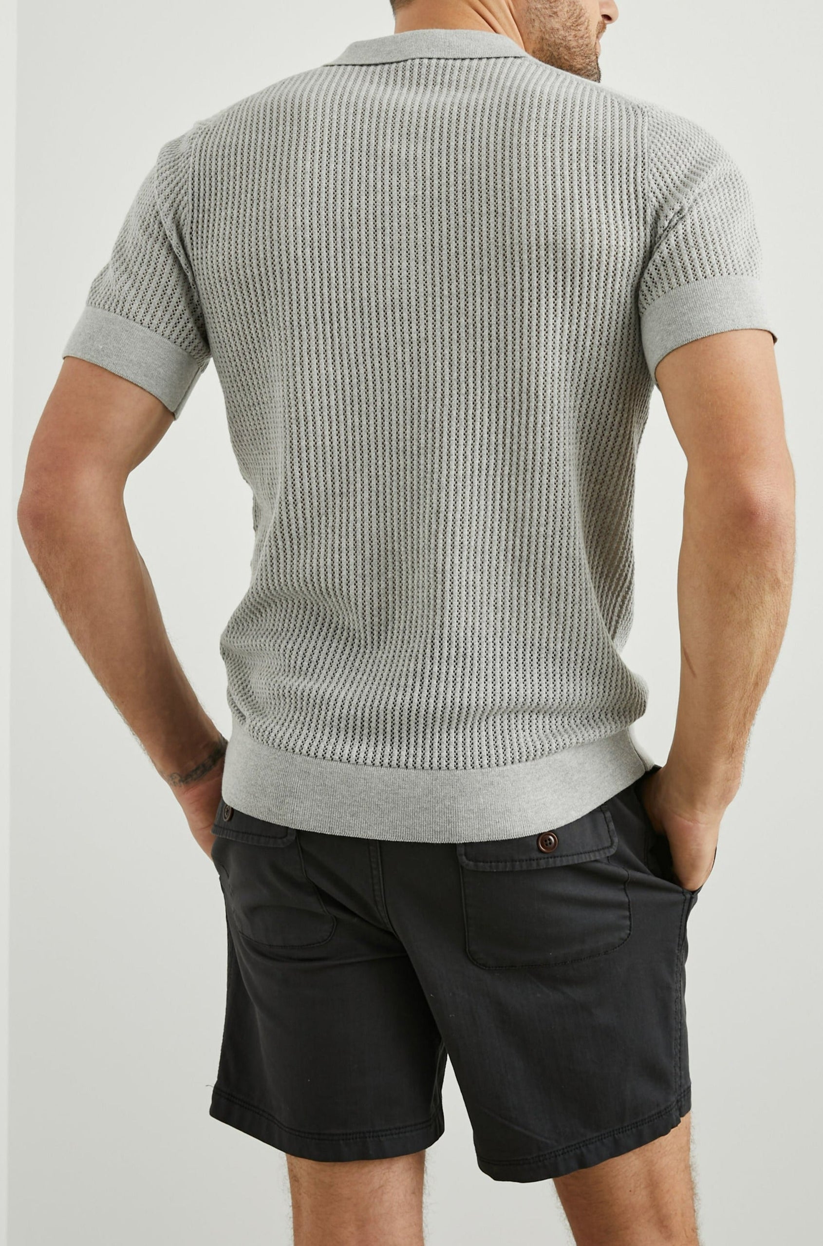 NATHAN POLO SHIRT GREY MELANGE - BACK BODY
