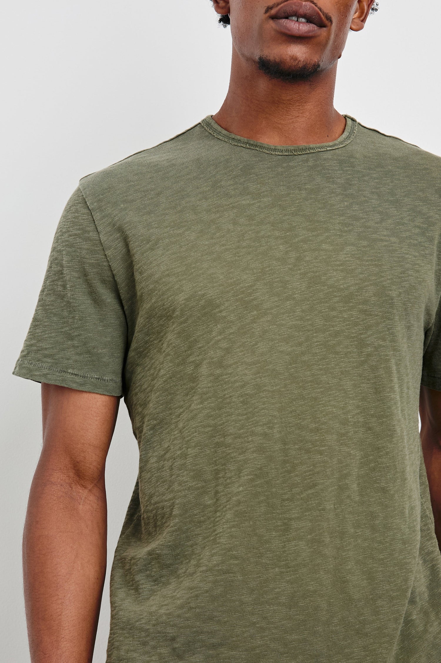 Neil T-Shirt with a Crew Neck in Surplus Colorway - Front View Featured on Model 