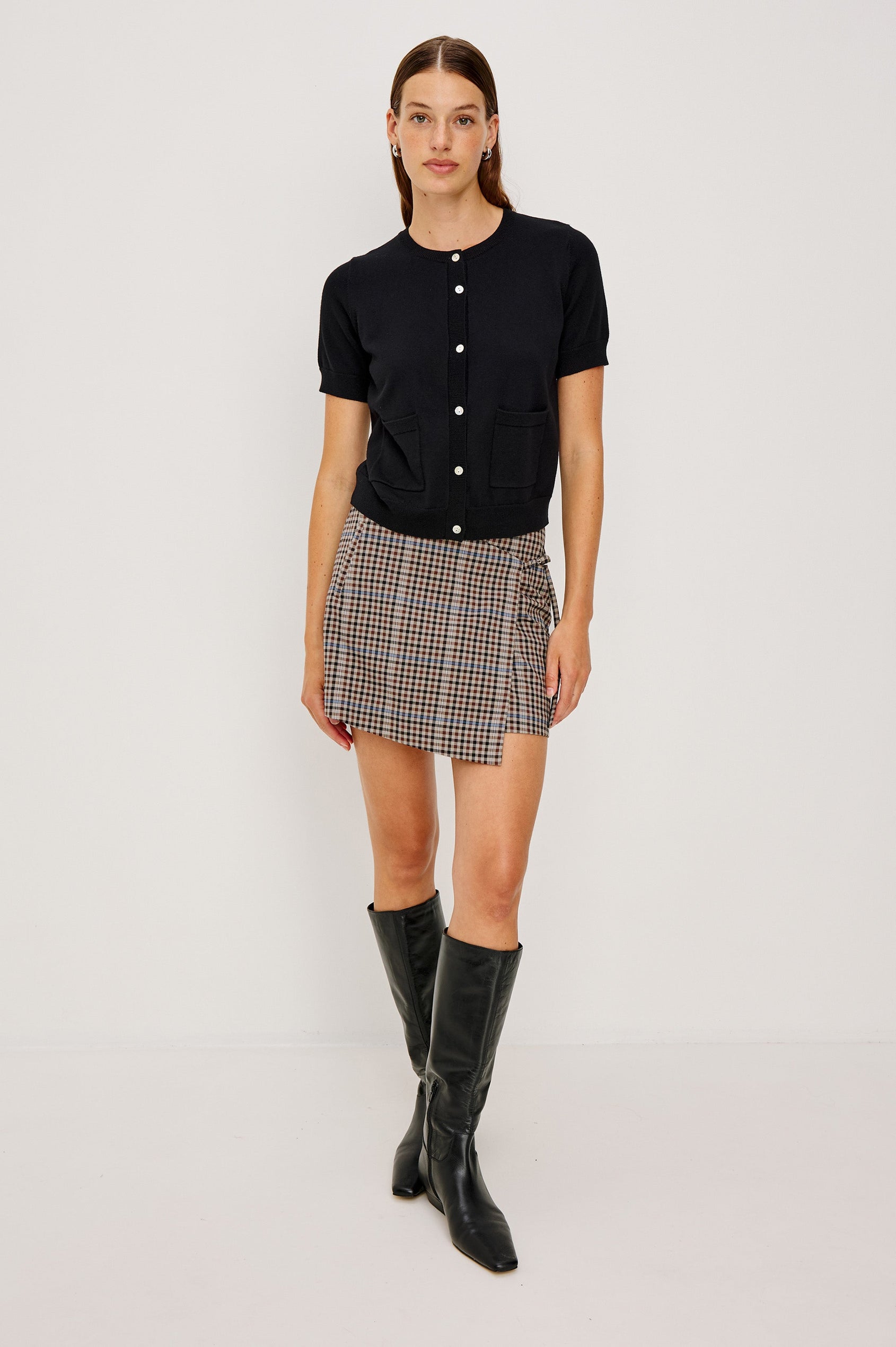 NIAL SKIRT - MOCHA CHECK