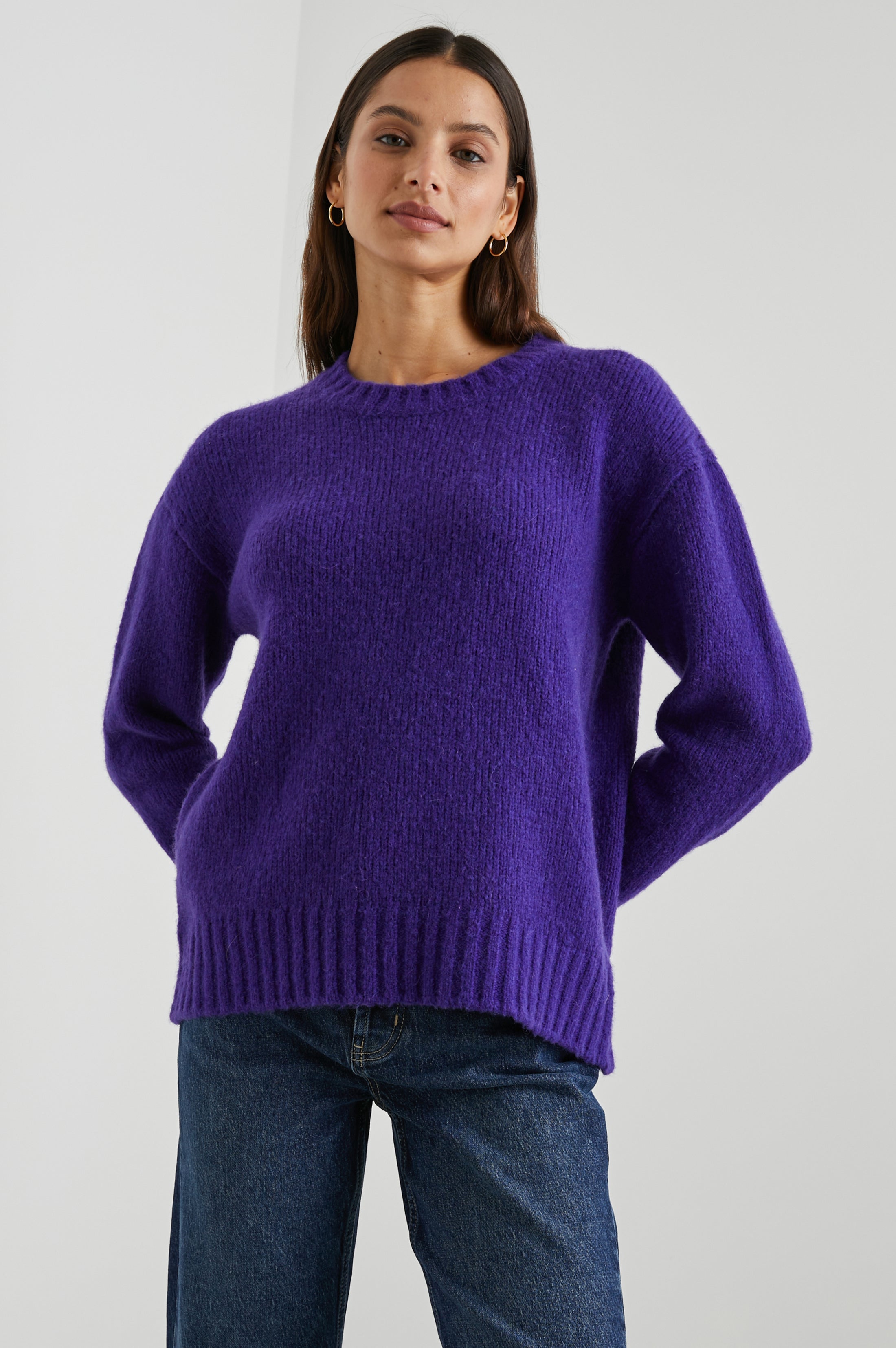 SHISHIKUI TELEVI / PURPLE ニット パープル Airy Alpaca Crewneck Pullover – Tibi Official