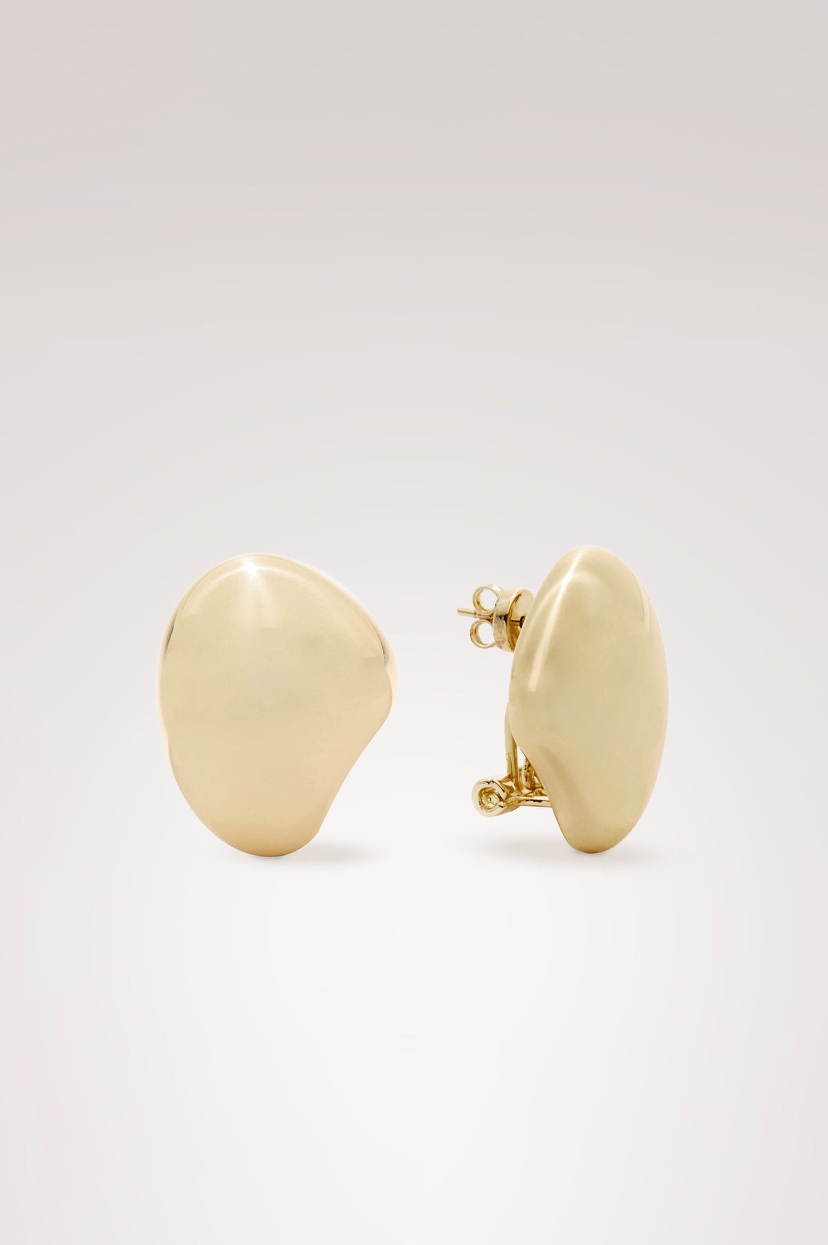 Organic Shaped Dome Earrings With Push Back Post Closure in Gold Colorway - Flat Lay Product View Featured