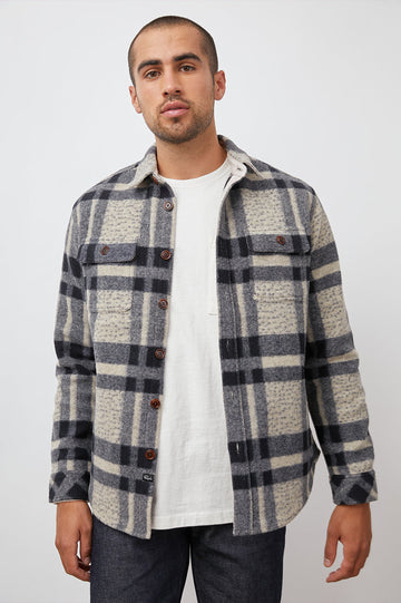 QUINTEN SHIRT JACKET IVORY PACIFIC CHECK - FRONT BODY