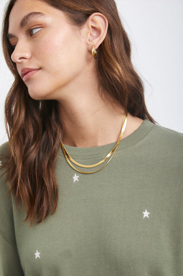 RAMONA OLIVE EMBROIDERED IVORY STARS SWEATER-DETAIL