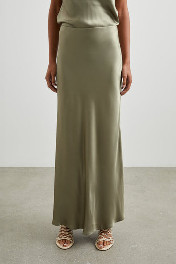 Romina Maxi Skirt in Mermaid Colorway - Front View Featured on Model