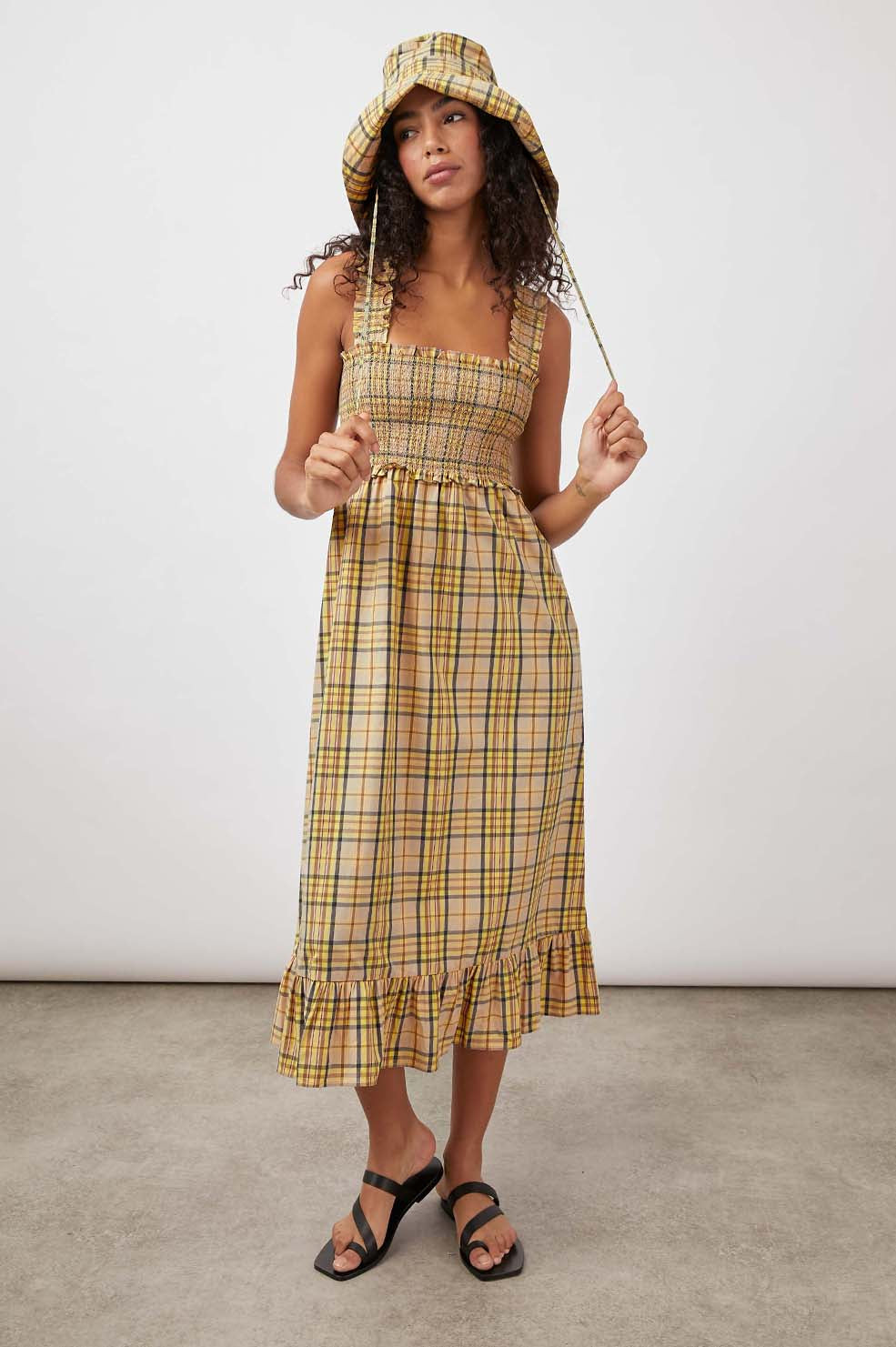 RUMI SUNFLOWER PLAID DRESS- FRONT