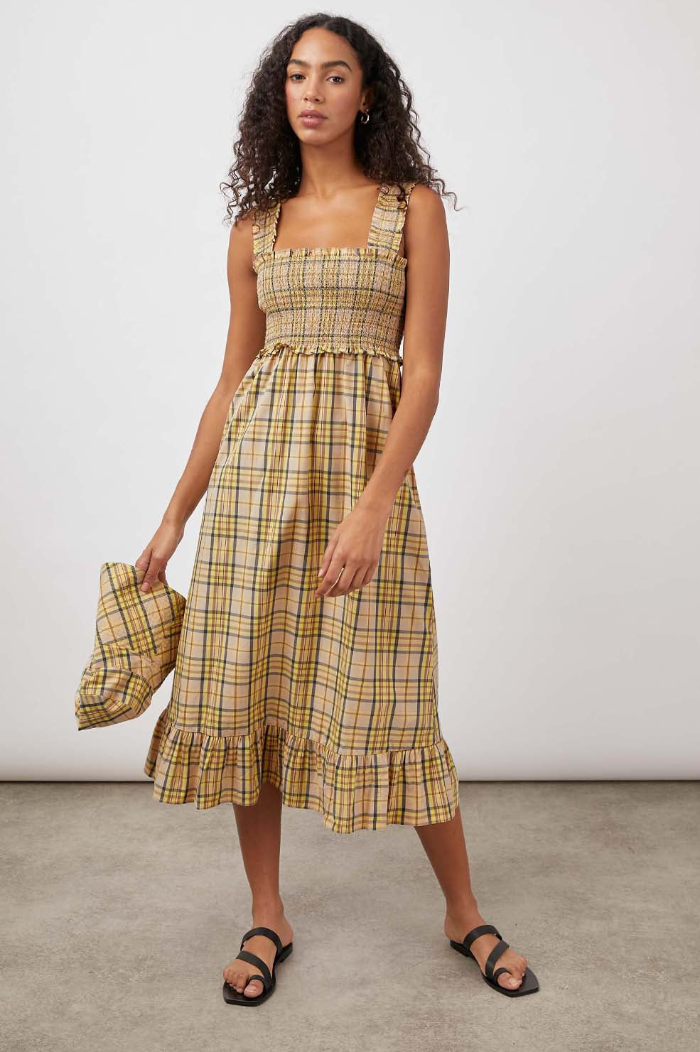 RUMI SUNFLOWER PLAID DRESS- FRONT