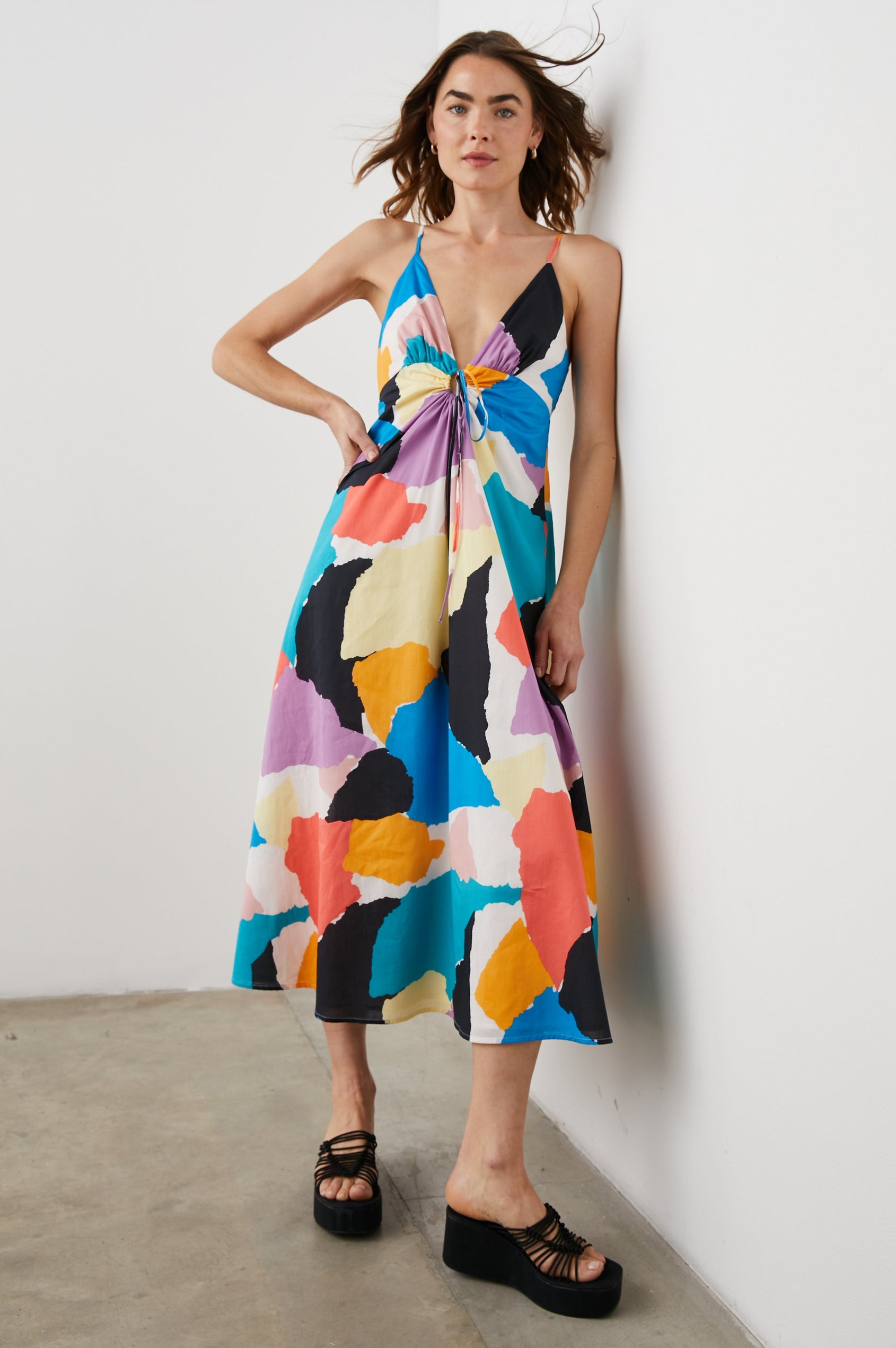SABINA DRESS SUMMER COLOR BLOCK - FRONT MODELED
