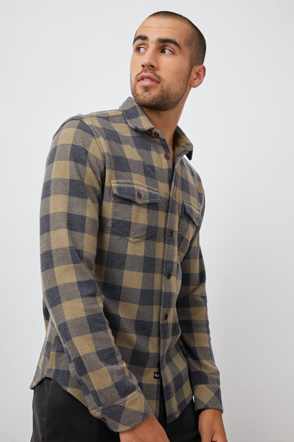 SAMPSON SHIRT WHEAT CONCRETE - FRONT SIDE ANGLE