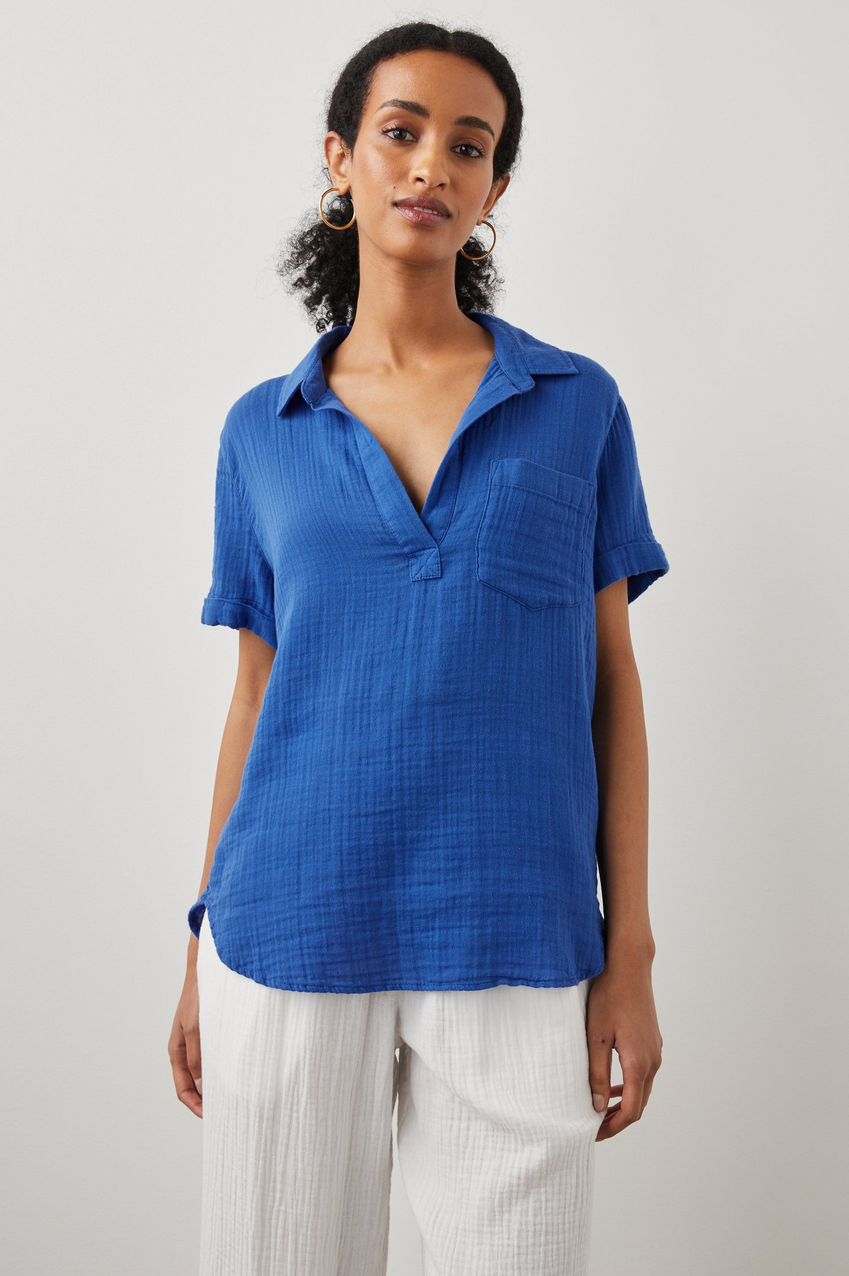 SAVANNAH SHIRT COBALT - FRONT 