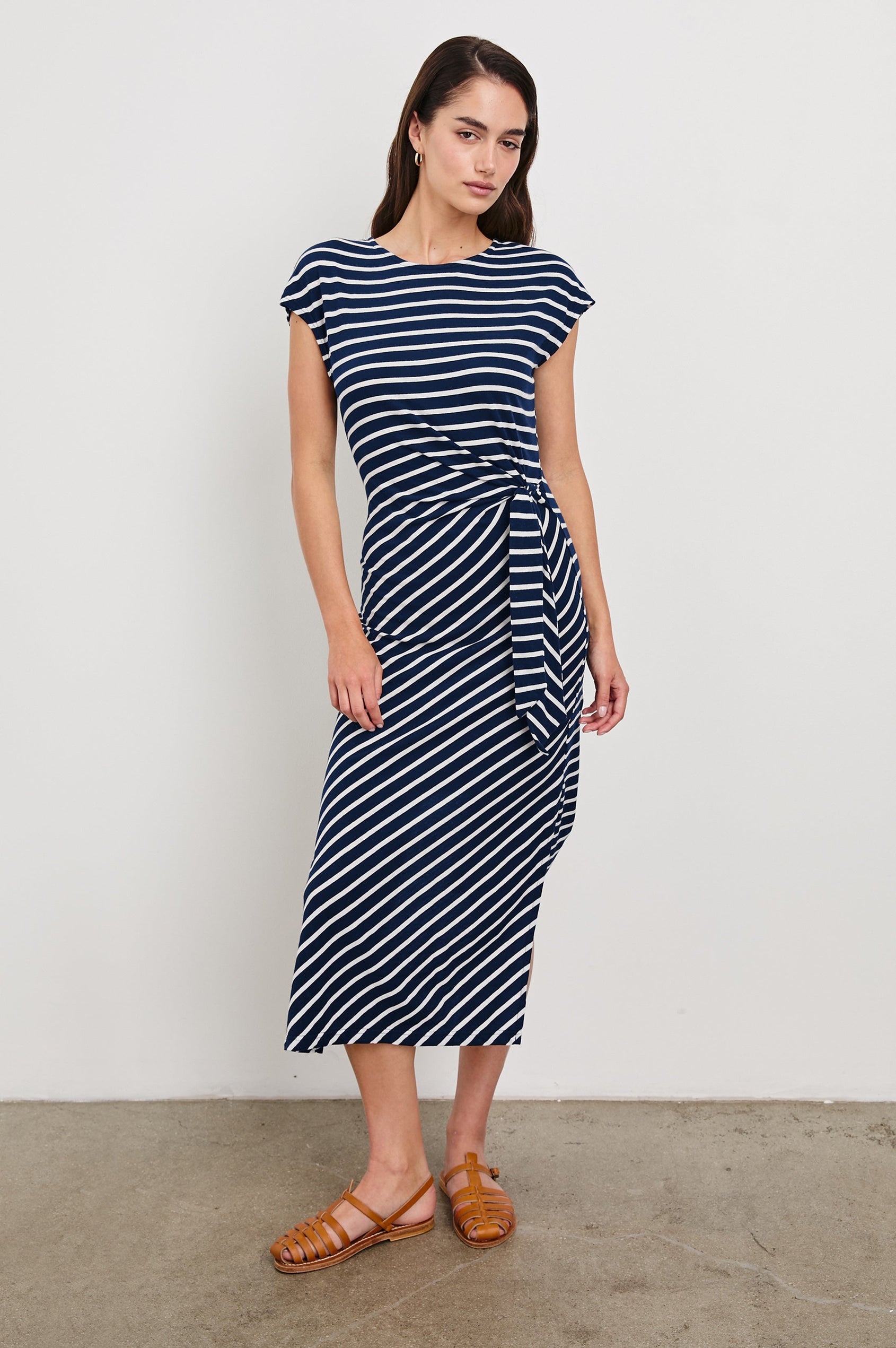 navy ivory dress Veni Infantino 3/4 Sleeve A-Line Dress, Ivory/Navy, Style 992304
