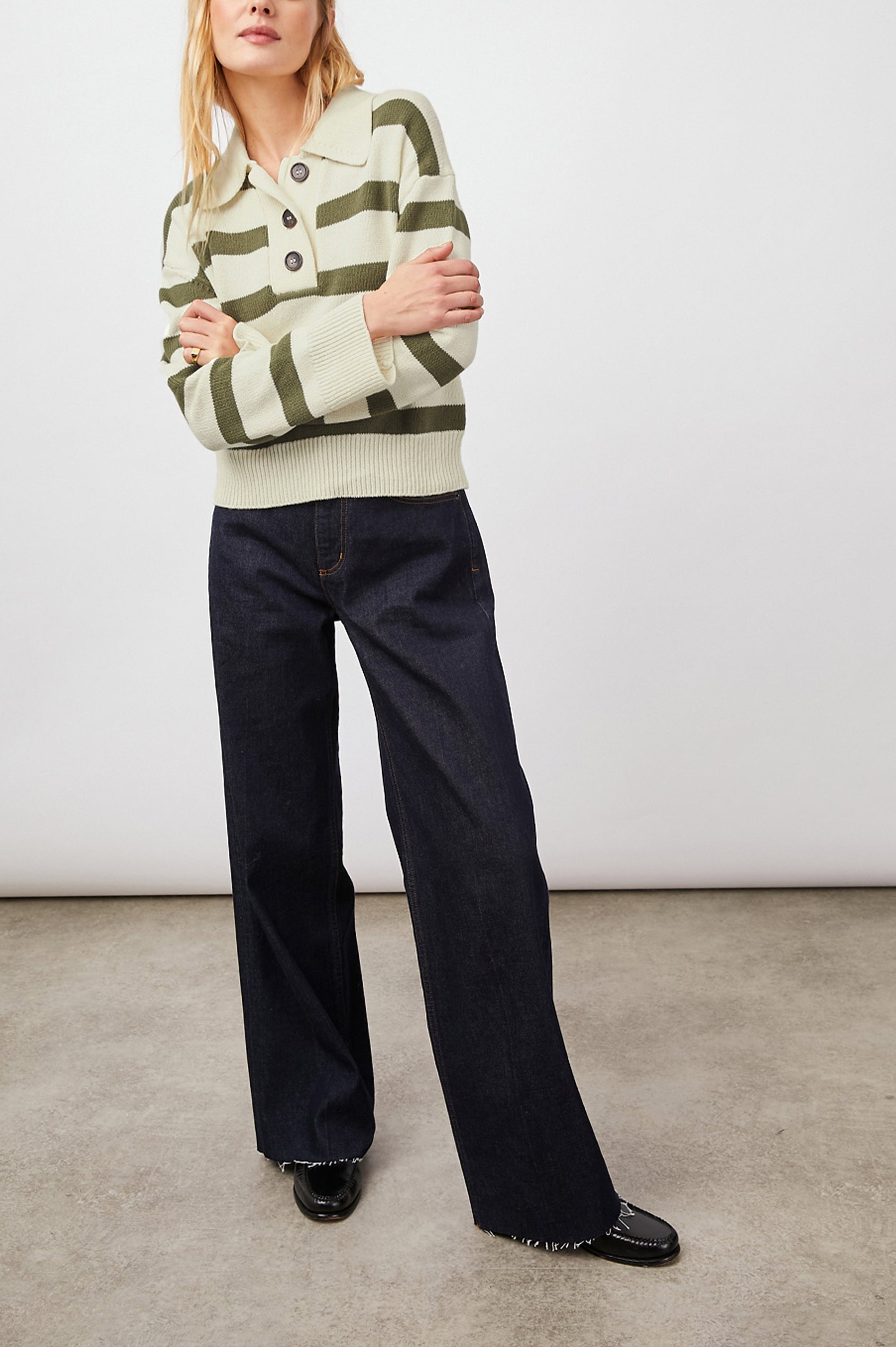 SHAE-IVORY-OLIVE-STRIPE-FULL FRONT BODY