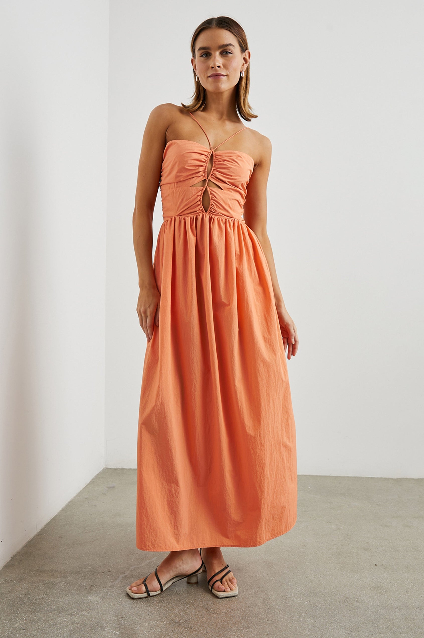 papaya midi dress Zhivago Bond Satin Midi Dress In Papaya