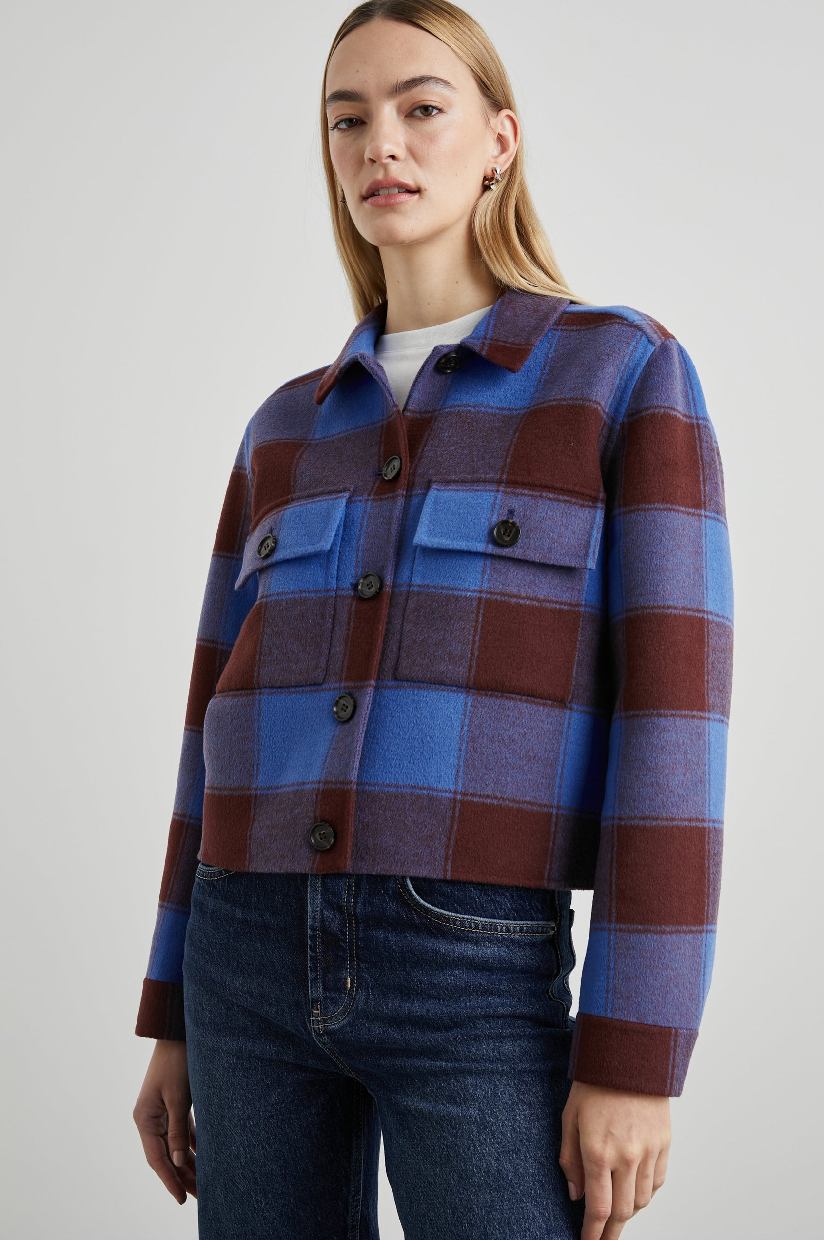 STEFFI JACKET COBALT CHOCOLATE - SIDE ANGLE