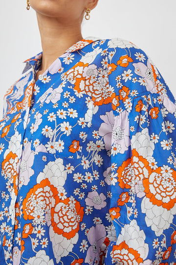 BLUE JANAE COBALT FLORAL TOP-DETAIL