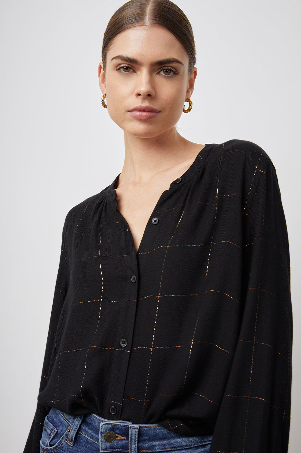 ELOISE EBONY TINSEL TOP-DETAIL