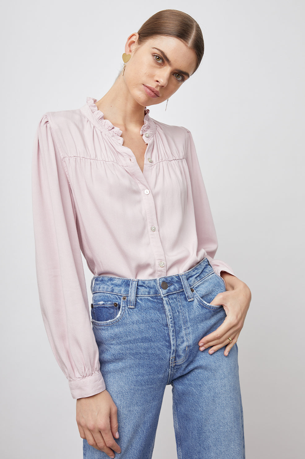 CAMILLE TOP DUSTY ROSE - FRONT TUCKED IN