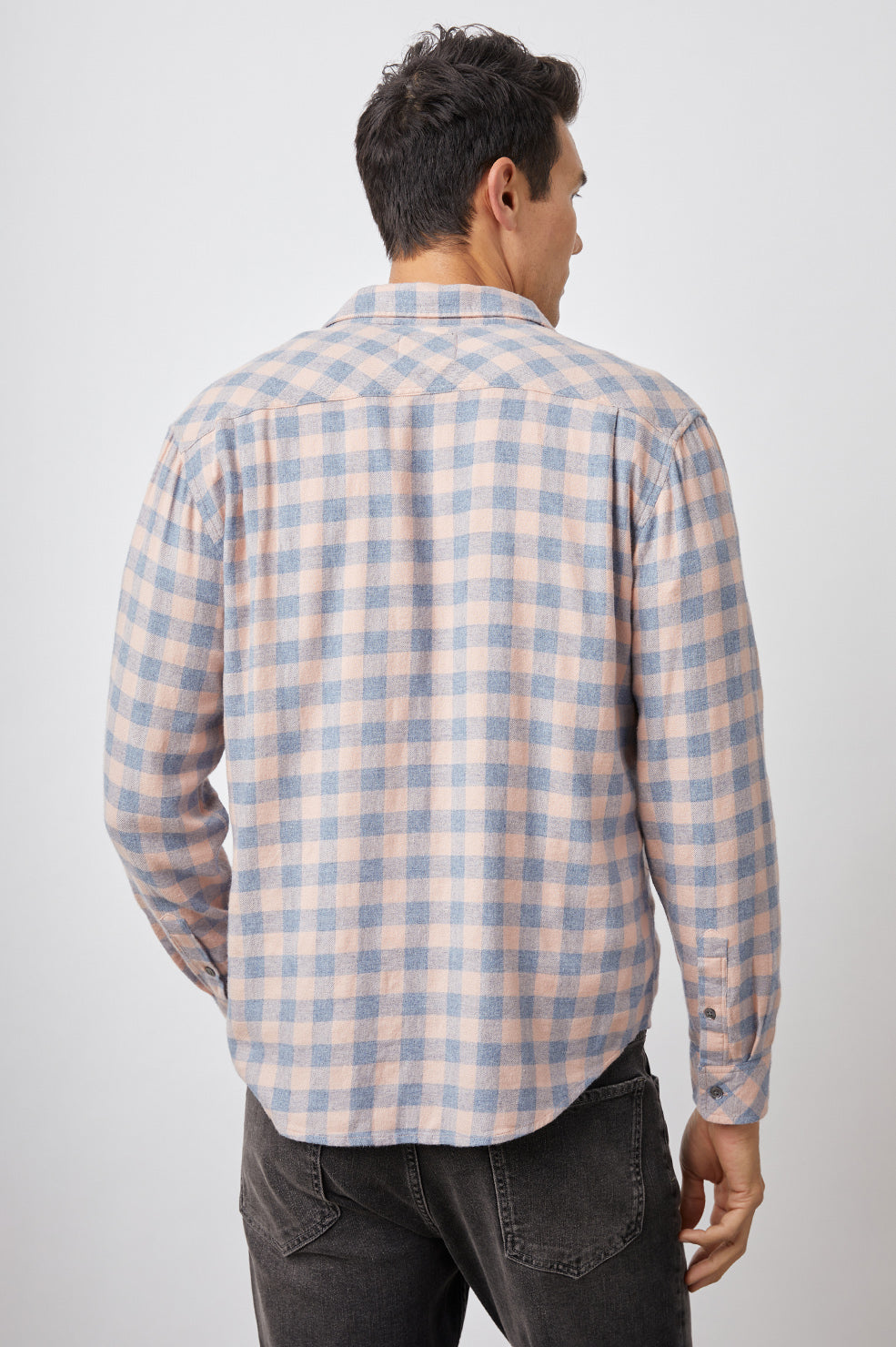 LENNOX SHIRT - PEACH DENIM MELANGE- BACK