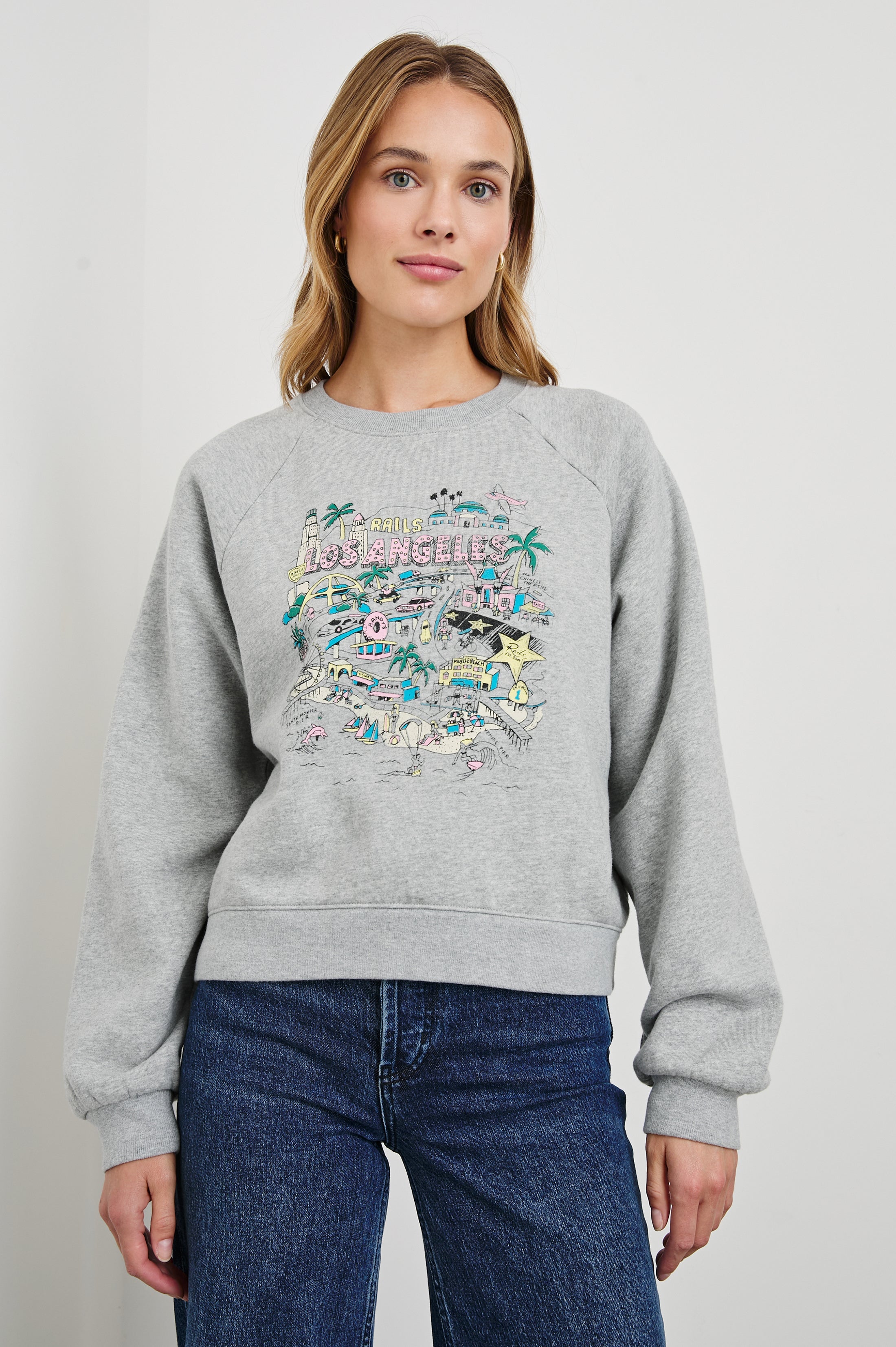 archive vintage raglan sweat ラグラン スウェット VINTAGE RAGLAN SWEATSHIRT - RAILS LOS ANGELES MAP GREY