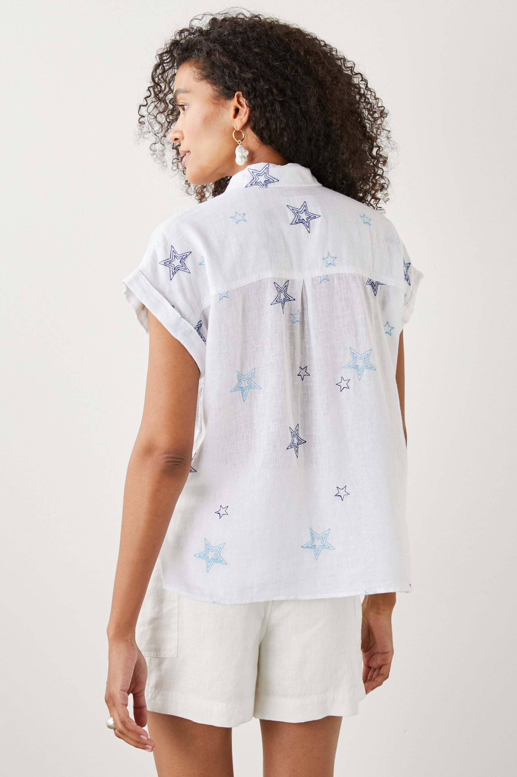 WHITNEY SHIRT NAVY STITCHED STARS - BACK