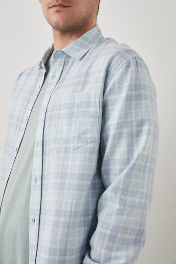 WYATT SHIRT - BITTER MELON CLOUD MELANGE - DETAIL SIDE VIEW