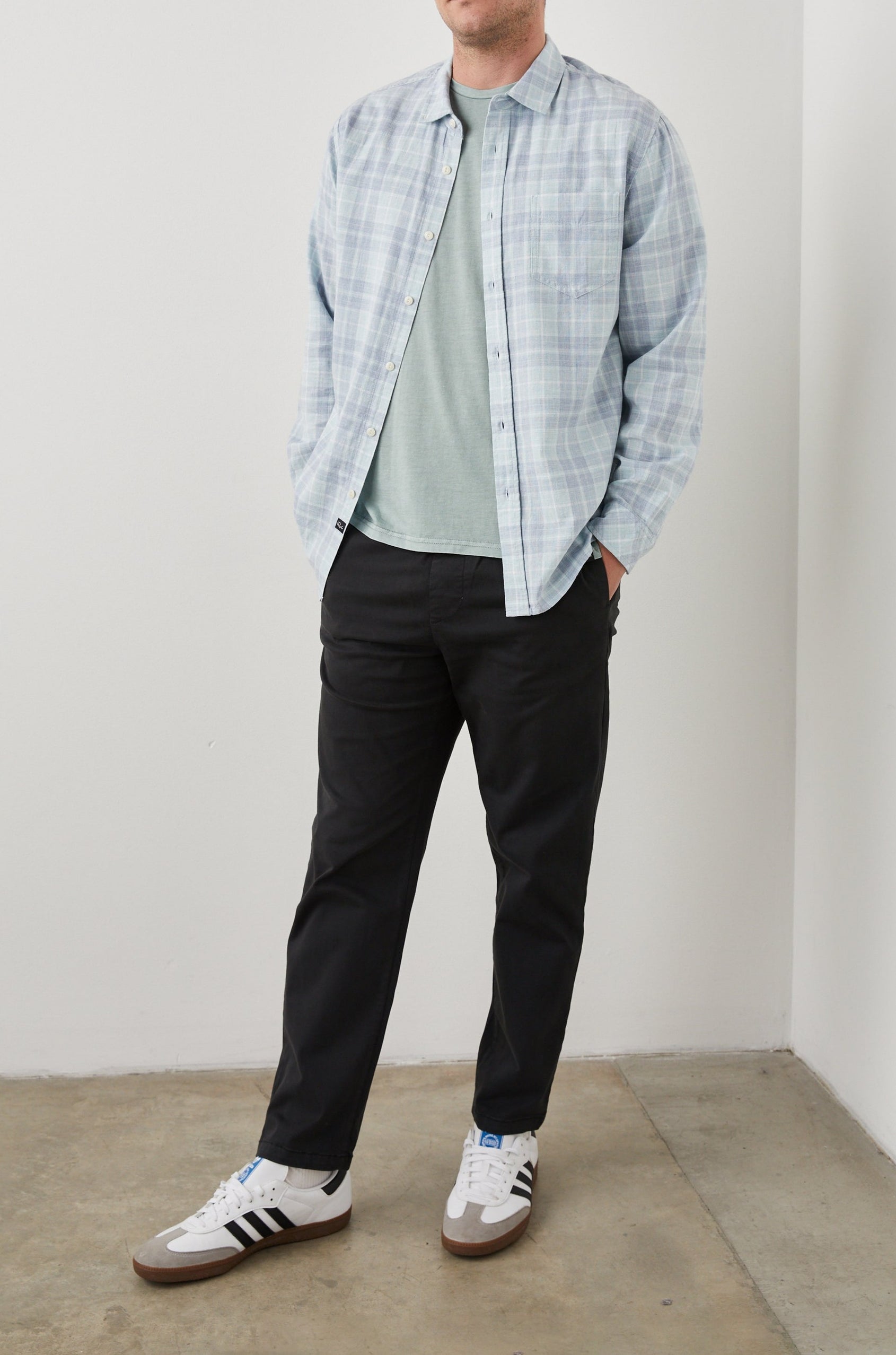 WYATT SHIRT - BITTER MELON CLOUD MELANGE - FRONT FULL BODY
