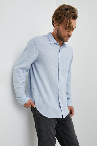 WYATT SHIRT - BLUE MELANGE - FRONT BODY