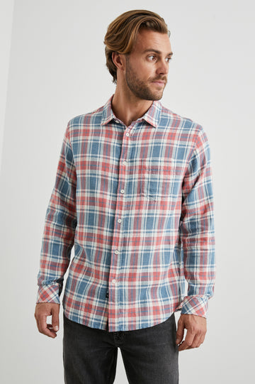 WYATT SHIRT - INDIGO MELANGE ROSE- SIDEBODY