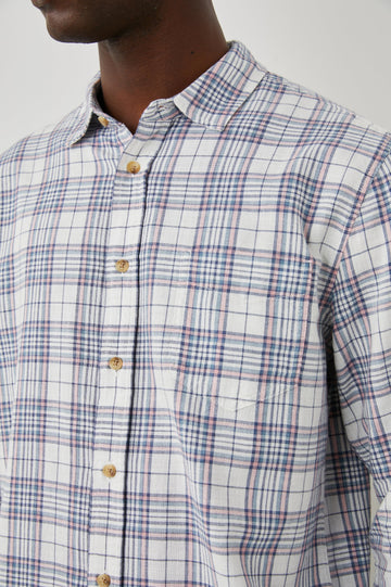 WYATT MELON NAVY WHITE MELANGE SHIRT - DETAIL