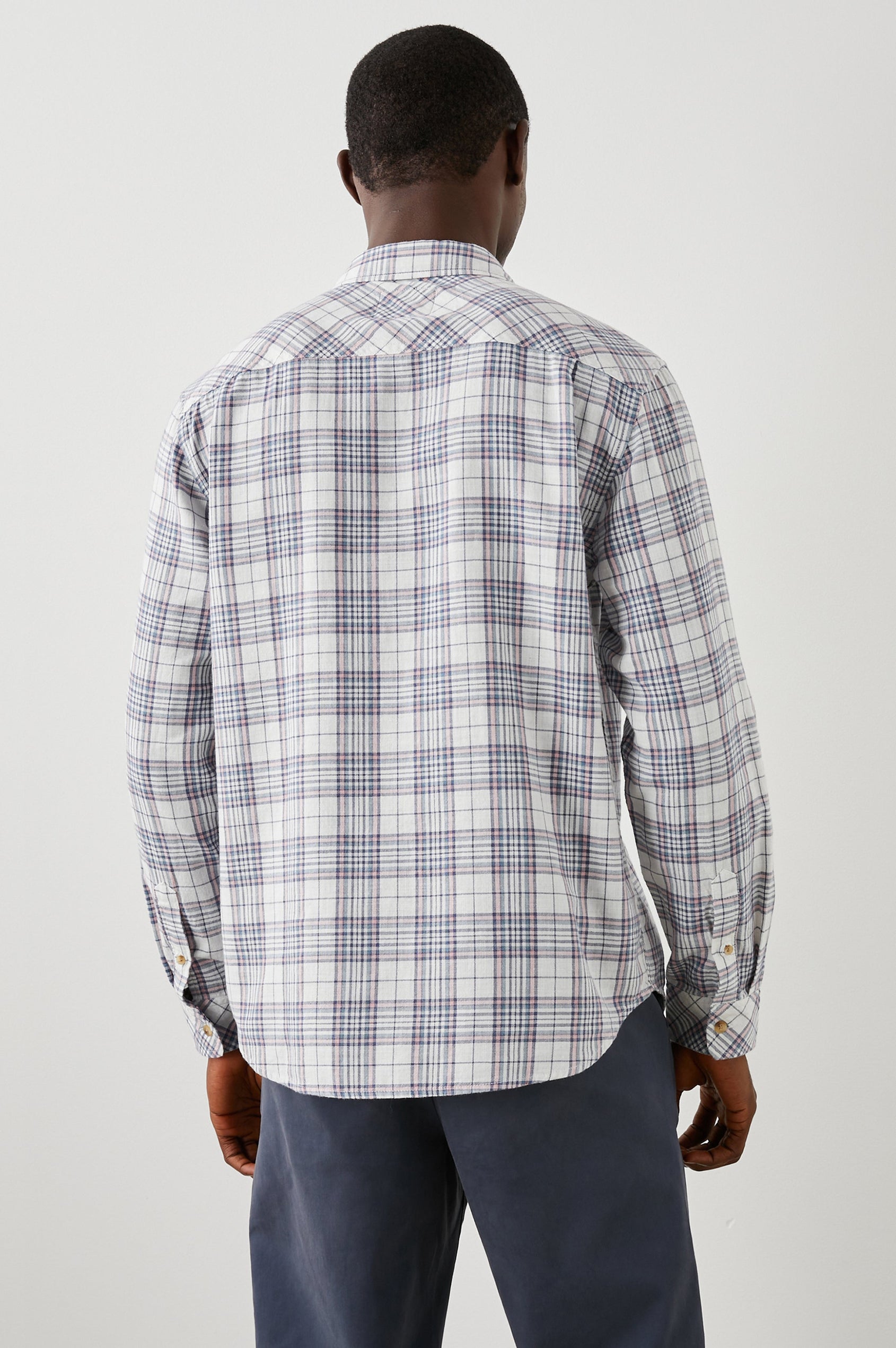 WYATT MELON NAVY WHITE MELANGE SHIRT - BACK HALF BODY