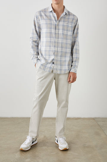 WYATT MIRROR CREAM MELANGE SHIRT - FRONT FULL BODY