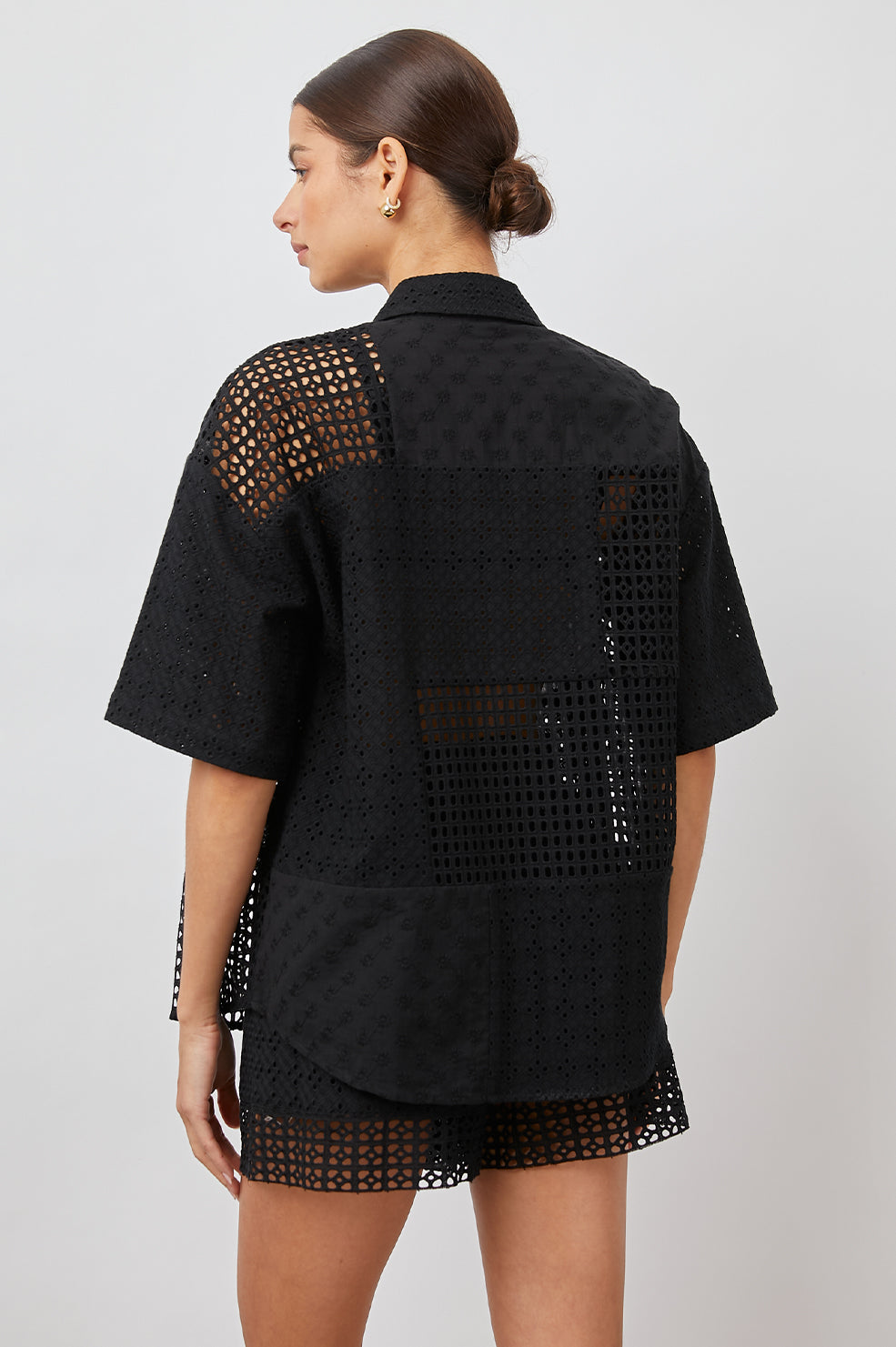 YURI BLACK EYELET MIX TOP -BACK