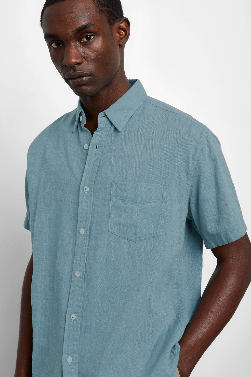 Fairfax Seagreen Short Sleeve Button Down- front