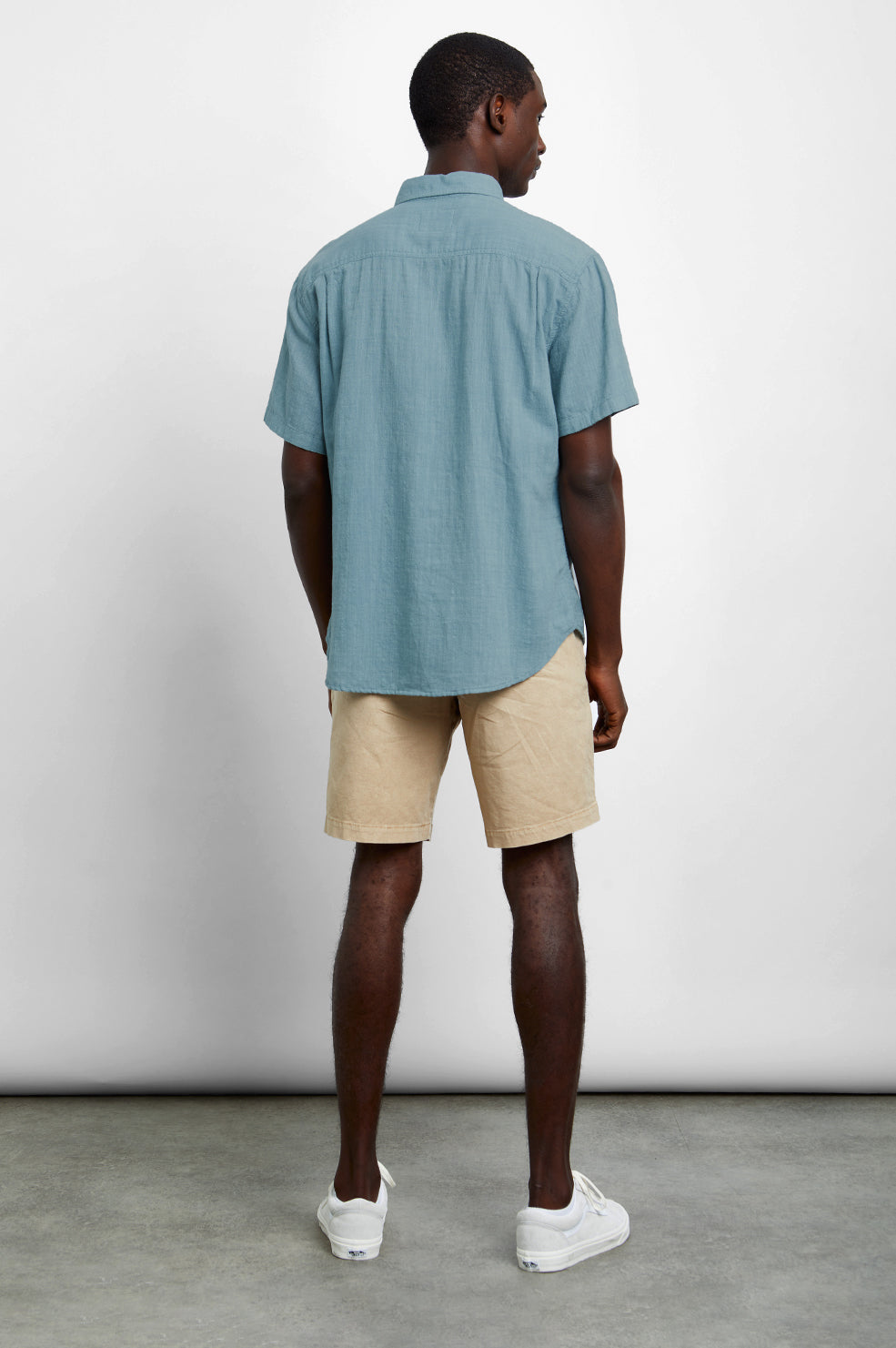 Fairfax Seagreen Short Sleeve Button Down- back full body